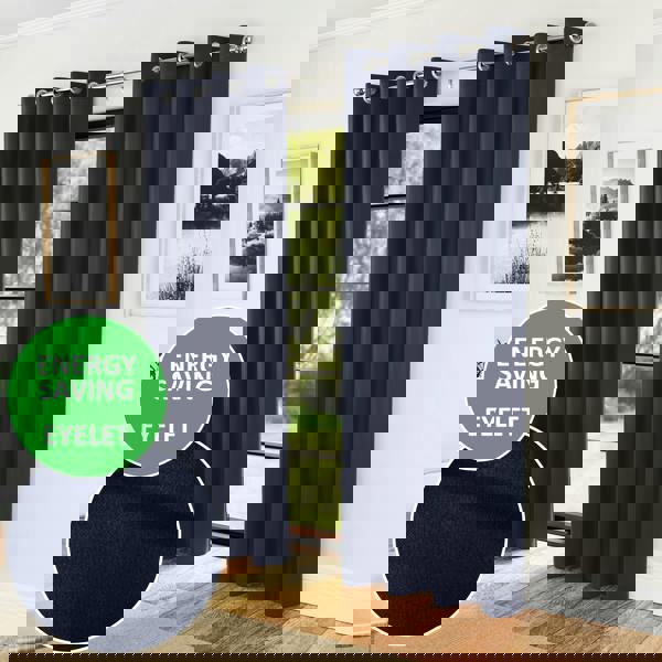 Enhanced Living Nightfall  Plain Supersoft Thermal Room Darkening Eyelet Curtain - Pair for Living Room & Bedrooms