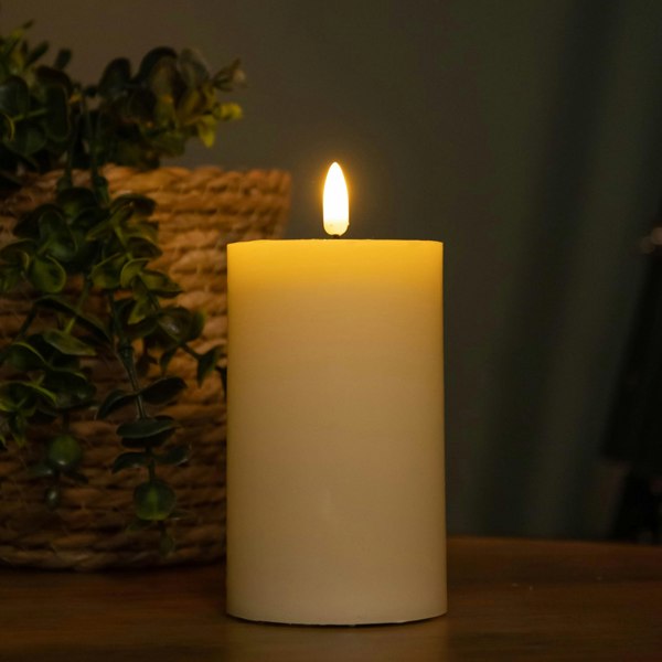 Samuel Alexander Set of 3 Cream Wax Melted Pool Effect Candles with Timer Function and Warm White LEDs
