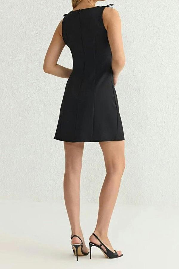 WOVCOR A-Line Mini Woven Dress with Bow