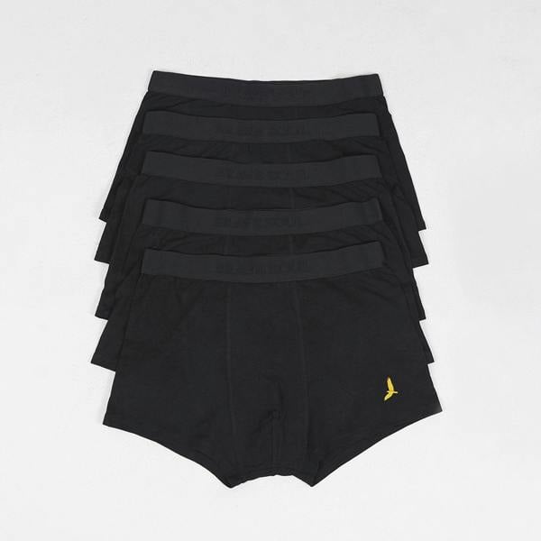 Brave Soul Black Pack of 5 Boxers with Embroidery Detail - Black Image 1