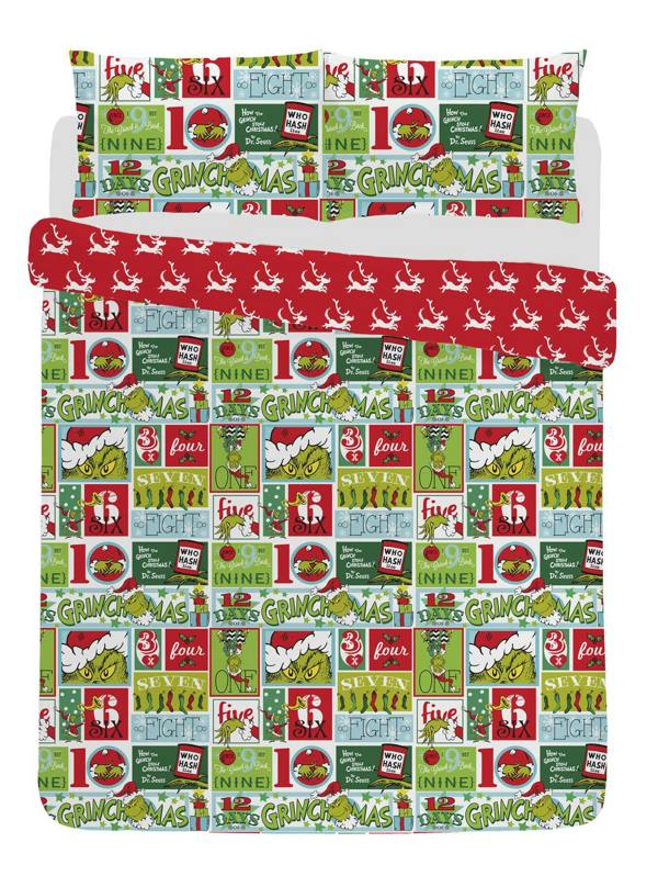 The Grinch 12 Days of Christmas Duvet Cover Set