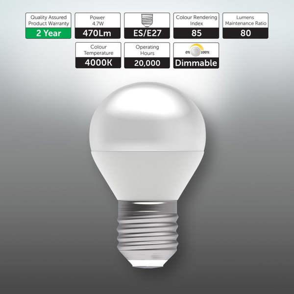 BELL Lighting Dimmable E27 LED Golf Ball Bulb 4.7W Light Bulb