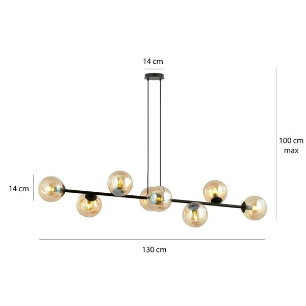 Emibig ROSSI Pendant lamp  8 x E14 Black with Amber Shade