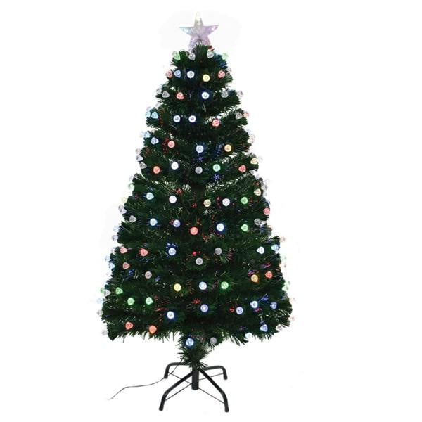 2ft to 6ft Fibre Optic Pre-Lit Christmas Trees with LED Lights, PVC and Diamonds image 1