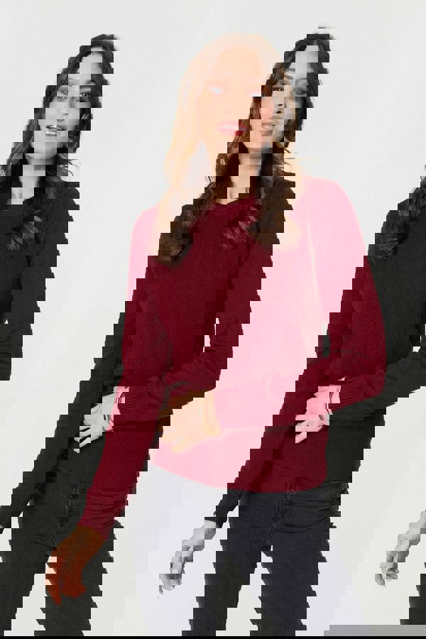 Red | Textured Knitted Long Sleeve Jumper
