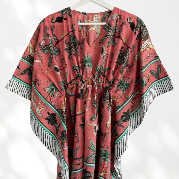 Hayley & Co Leopard and Jungle Print 100% Cotton Beach Kaftan