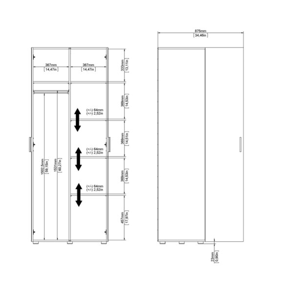 Wyld Haus Wilde Natural Oak Wood Effect and White Gloss Wardrobe 2 Doors