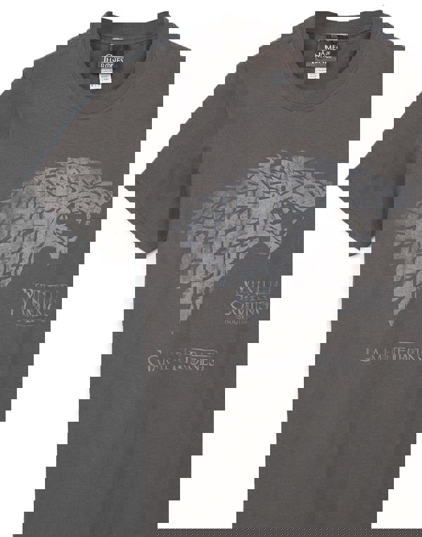 Game of Thrones Mens Grey Stark Direwolf Short Sleeved T-Shirt