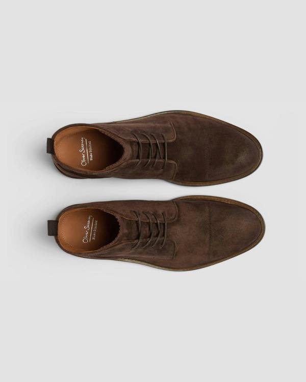 Oliver Sweeney Drave Mens Hand - Burnished Suede Chukka Boots - Chocolate | CHO | Designer Mens Chukka Boots