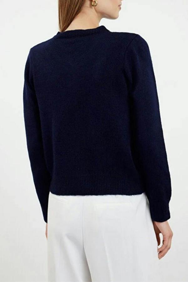 WOVCOR Soft-Textured Knit Cardigan with Jewelry Button Detail