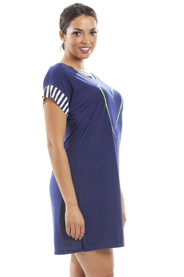 Womens Short Sleeve Plain Nightshirt With Heart Motif