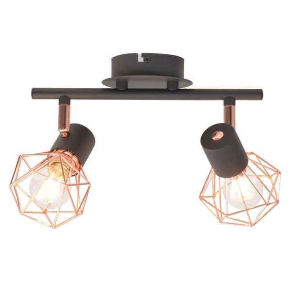 Berkfield Ceiling Lamp with 2 Spotlights E14 Black and Copper