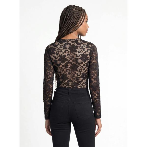 Pink Vanilla Long Sleeved Lace Mesh Bodysuit