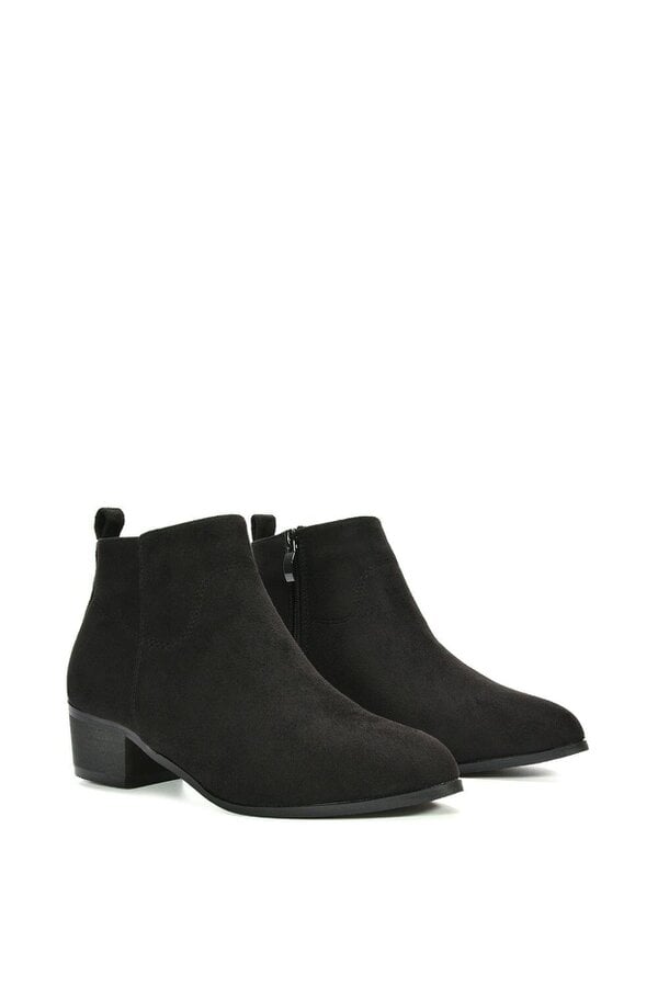 XY LONDON Zip Up Cowboy Ankle Boots With Low Block Heel