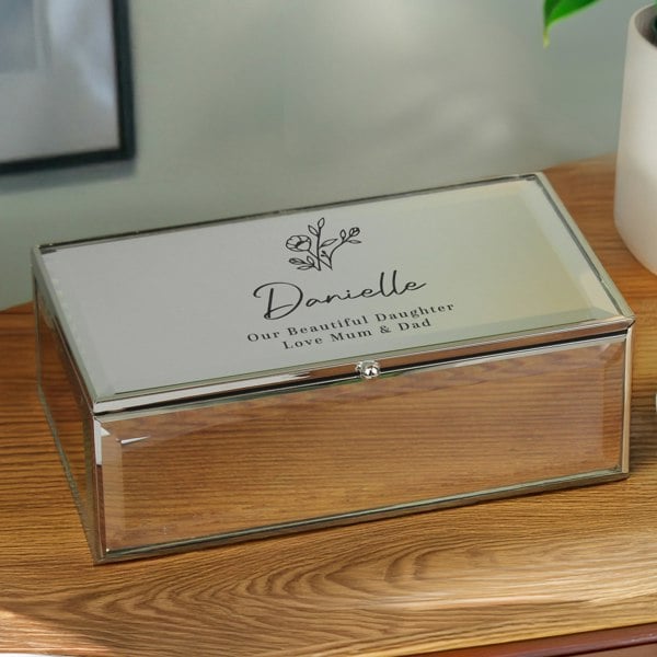 Personalised Memento Company Personalised Floral Mirrored Jewellery Box