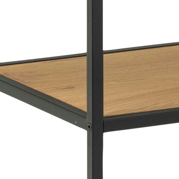Wyld Haus El Paso Black Metal and Natural Oak Veneer Frame Bookcase 4 Shelves in Step Design