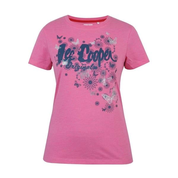 Lee Cooper Womens/Ladies Classic Butterfly Flowers T-Shirt - Pink Marl - 