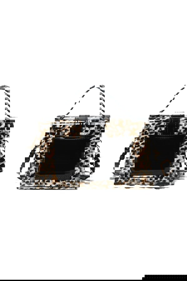 Pluspup Animal Print Top Handle Crossbody Bag with Flap Closure