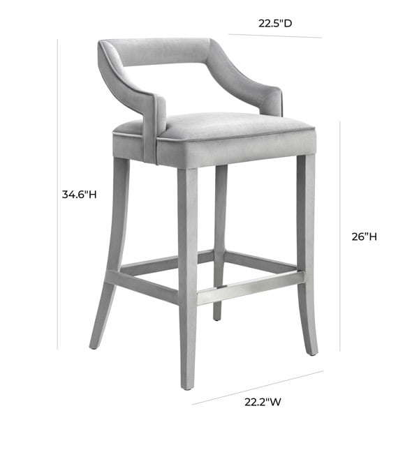 Furniture Edit Tiffany Grey Velvet Counter Bar Stool