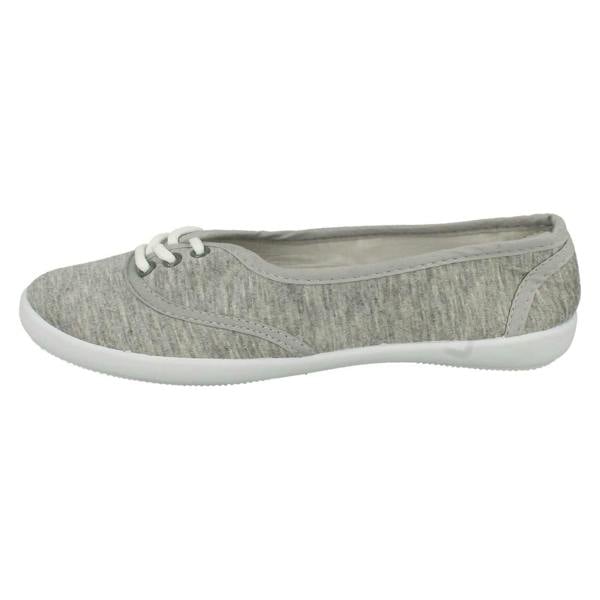 Spot On Ladies Spot On Canvas Flat Ballerina Pumps F8854