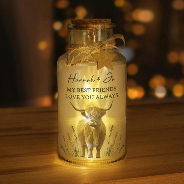 Personalised Memento Company Personalised Highland Cow LED Light Up Jar