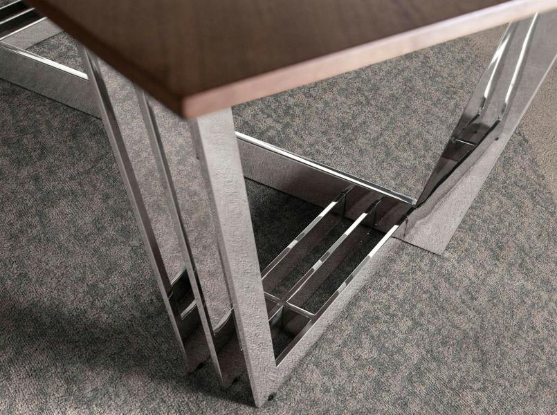 Angel Cerdá Oval Barrel walnut and chrome-plated steel dining table 1097