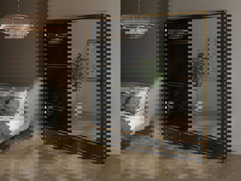 RAC3 Race to Road Stylish Bedroom Sliding Wardrobe with LED Light - Ample Storage Space and Sleek Design comes in White & Black and Width 205cm/256cm.