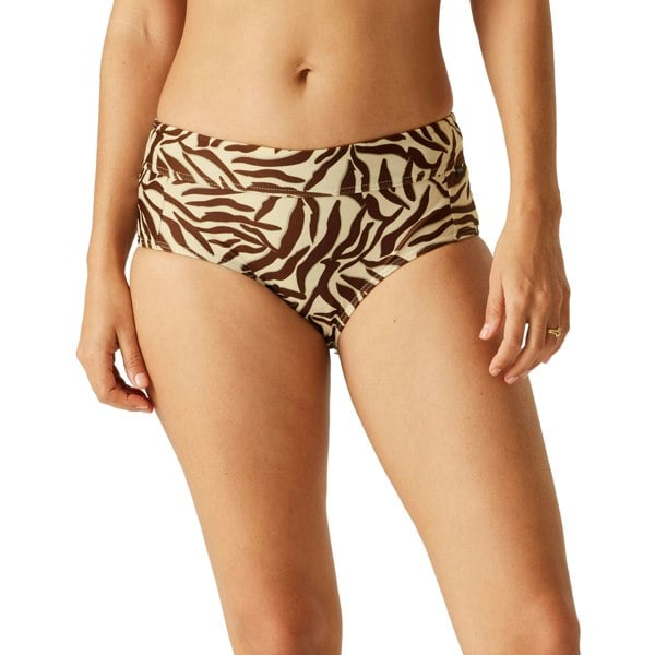 Regatta Womens Paloma Zebra Print Swim Briefs - Light Brown/Dark Brown