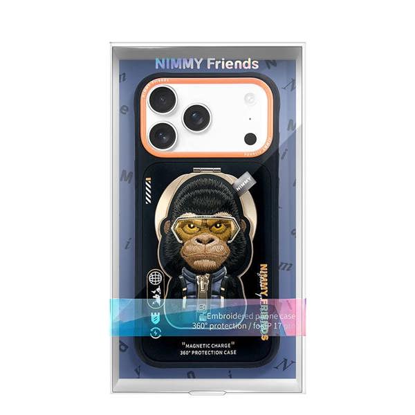 Nimmy Friends Nimmy Cool & Cute 2.0 Gorilla Case with MagSafe Stand for iPhone 17 Pro 6.3" Black Orange - N-YJKM-CXZJZH-IP17-PRO-016