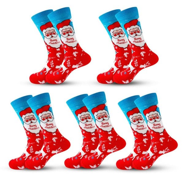 Anyfootwear 5 Pairs Red Blue Holiday Socks Winter 5–13
