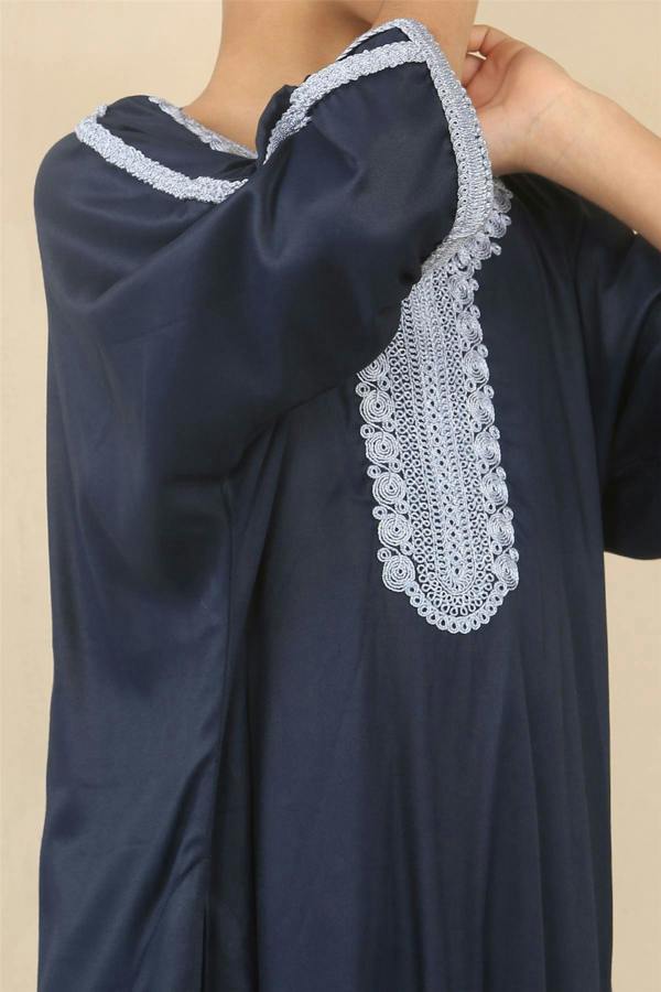 Infinity Leather Kid's Boys Blue Moroccan Thobe Jubba Robe Eid Djellaba Gandoura