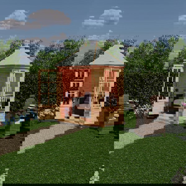 Shire Windermere Hexagonal Gazebo Summerhouse 8x7 Double doors 12mm Cladding