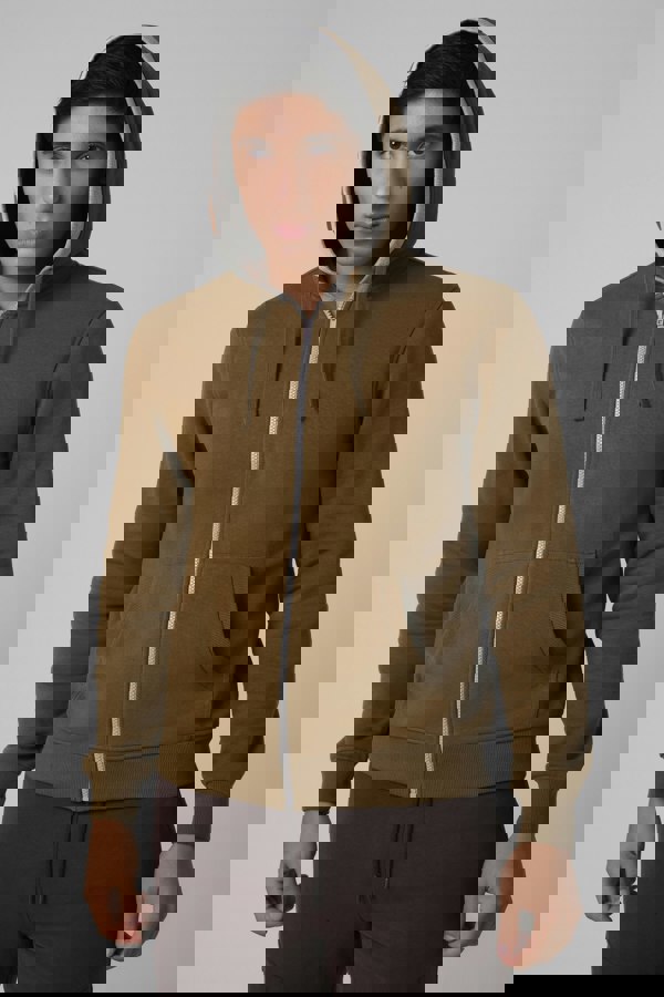 ENORSIA Men's Contrast Piping Detail Zip Front Hoodie