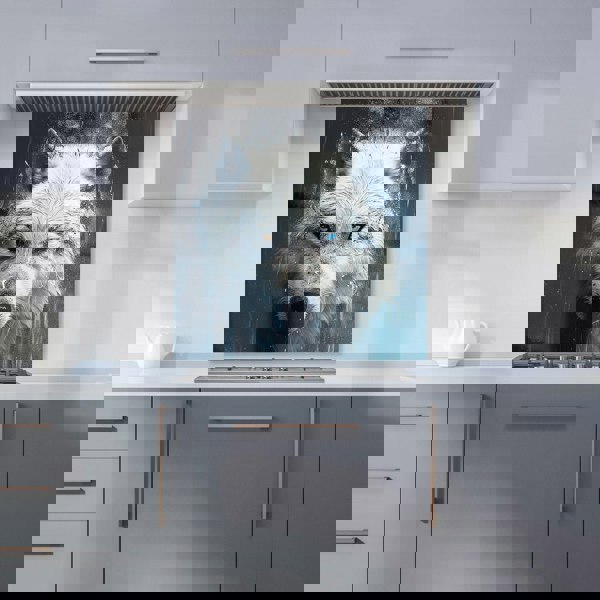 Warren Reed - Designer White Wolf Face Splashart Kitchen Splashback