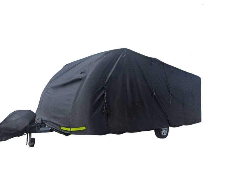 The Breathable Waterproof 4Ply Caravan Cover with Free Hitch Cover pictured on a white background.