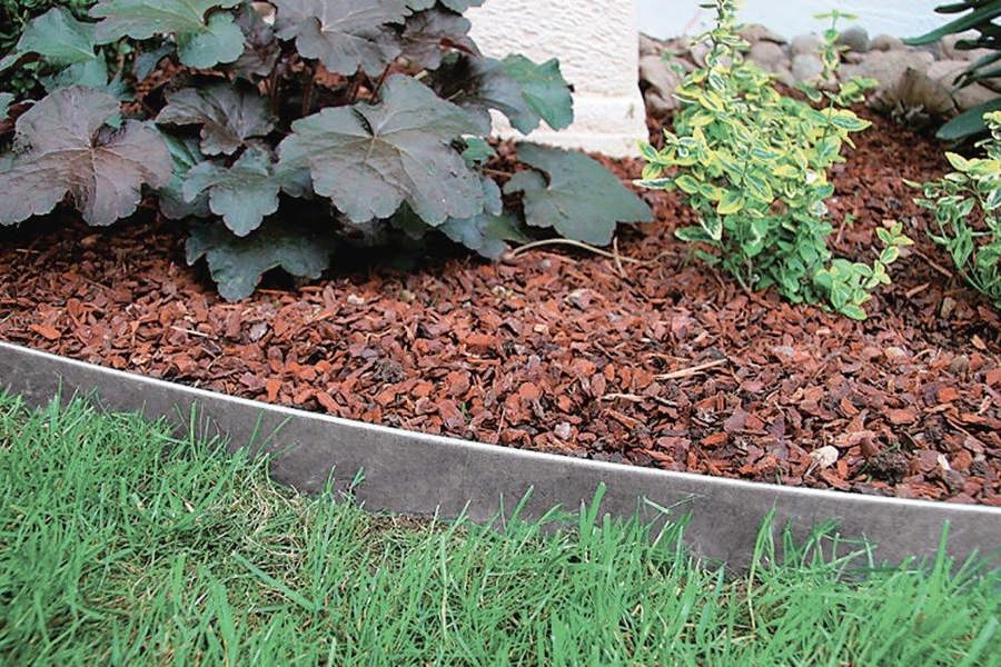 Metal Lawn Edging Silver Galvanised Steel (Pack: 5 x 1m lengths) - Devonia London