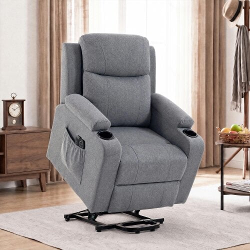 HOMCOM Riser Recliner Chair with Massage and Heat for Elderly - Dark Grey