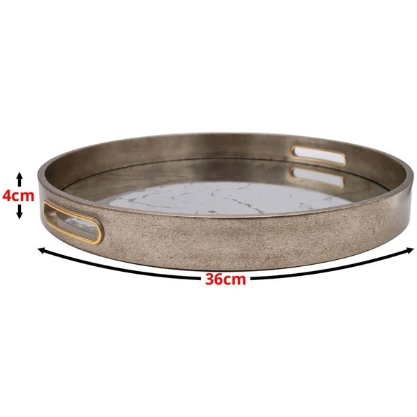 Maison des Cadeaux Round Marbling Decorative Coffee Table Tray