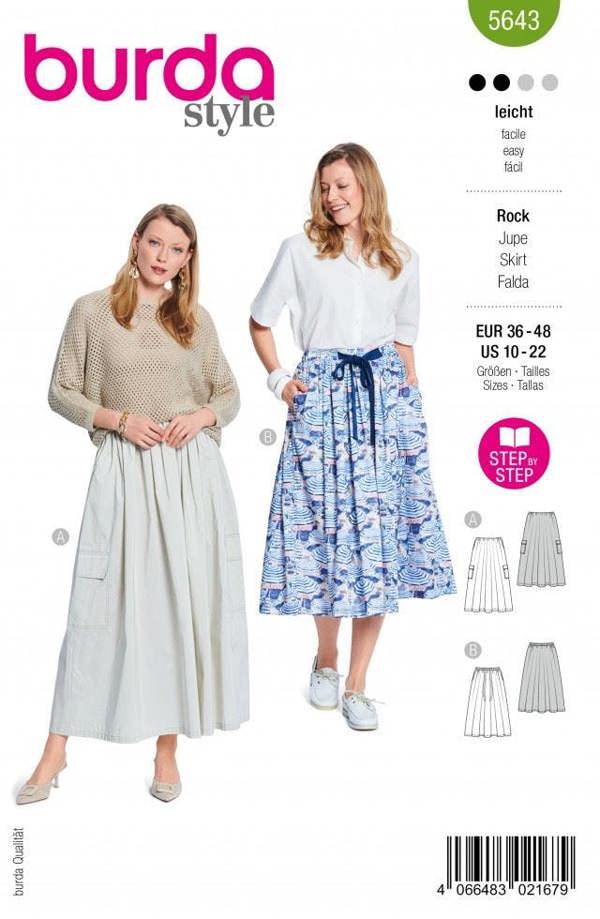 Burda Sewing Pattern 5643 Skirts For Women, 10 to 22 - Easy