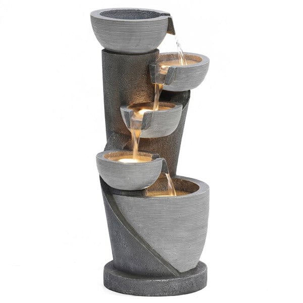LuxenHome illusion Lagoon Cascading Bowls Outdoor Garden Water Feature