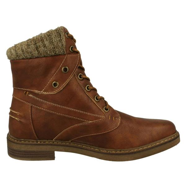 Spot On Ladies Spot On Knitted Cuff Ankle Boots F4447