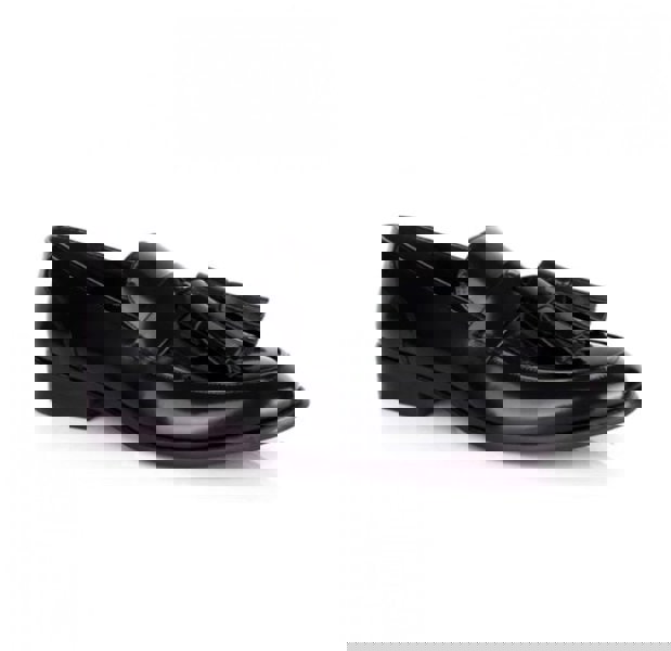 David WeJ Patent Leather Loafers with Tassels - Black