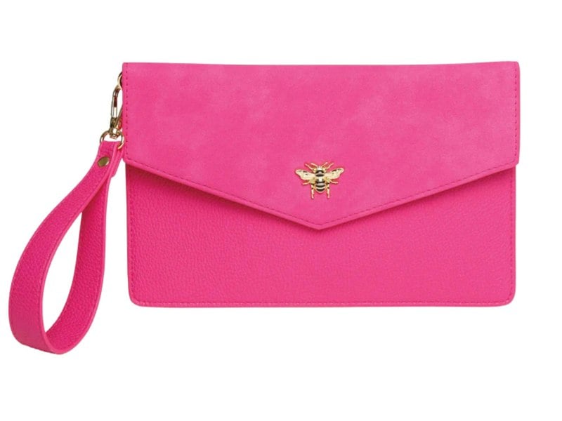 Alice Wheeler Bee Envelope Clutch With Detachable Wrist Strap