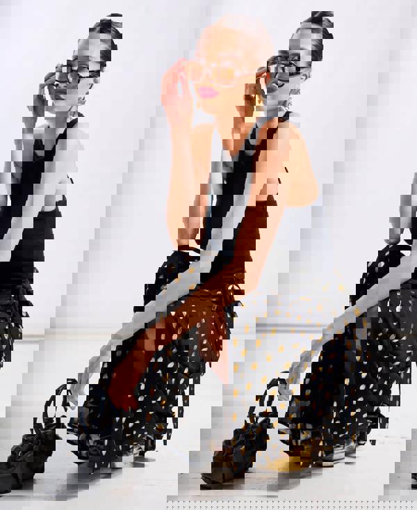 Wrap Midi Skirt Black Foil