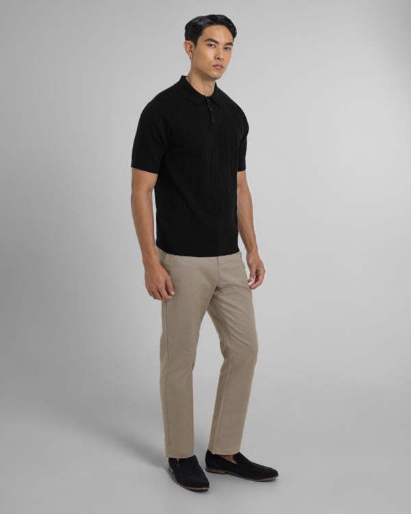 Steel & Jelly Tarvin - Geo Texture Knitted Polo Shirt