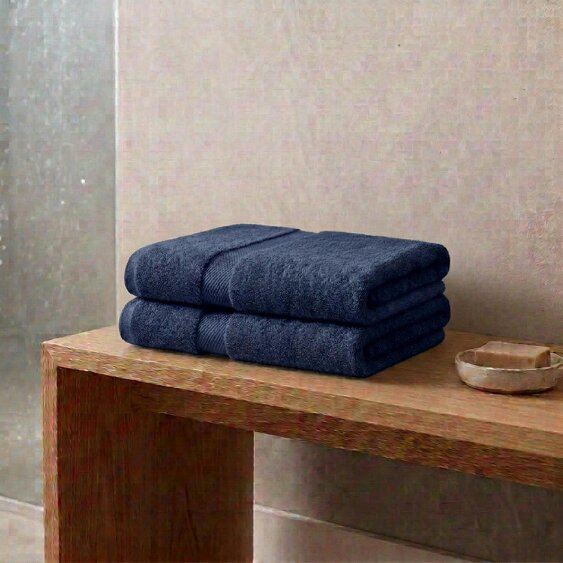 Vision V475 - 2 Pack 100% Cotton Bath Towel - Navy - Bath Towel - 100% Cotton