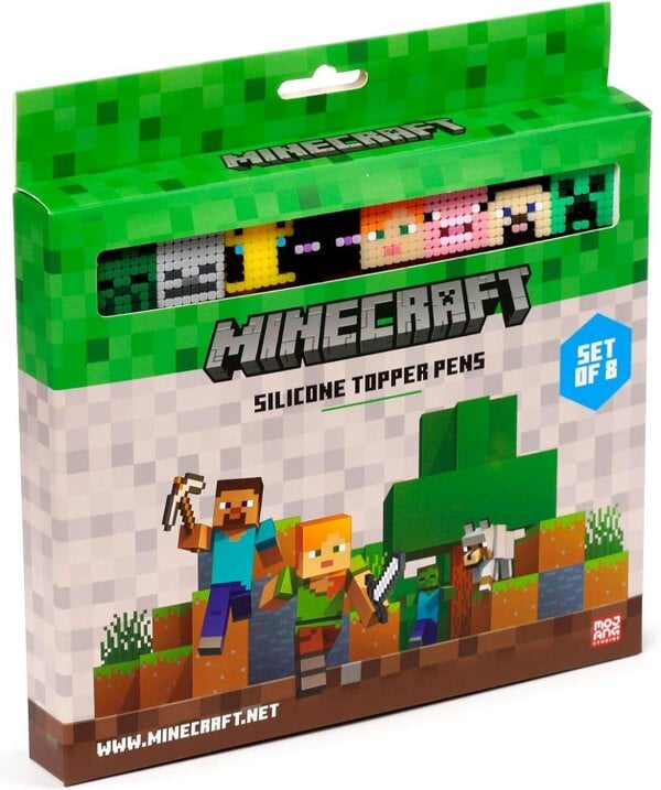Puckator Minecraft Fine Tip Black Pens Silicone Toppers Set of 8
