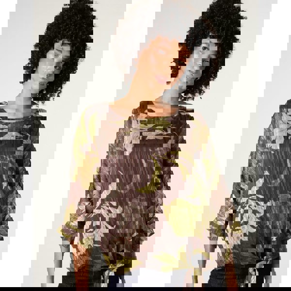 Blue Vanilla Tie Knit Metallic Chiffon Top