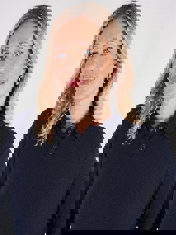 PennyPlain Button Collar Top  - Navy