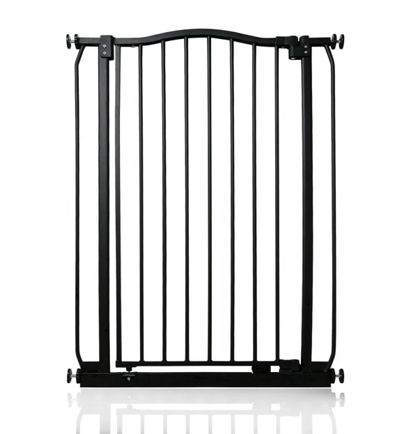 Safetots Extra Tall Curved Top Safety Gate, 71cm - 80cm, Matt Black, Extra Tall 100cm in Height, Pressure Fit Stair Gate